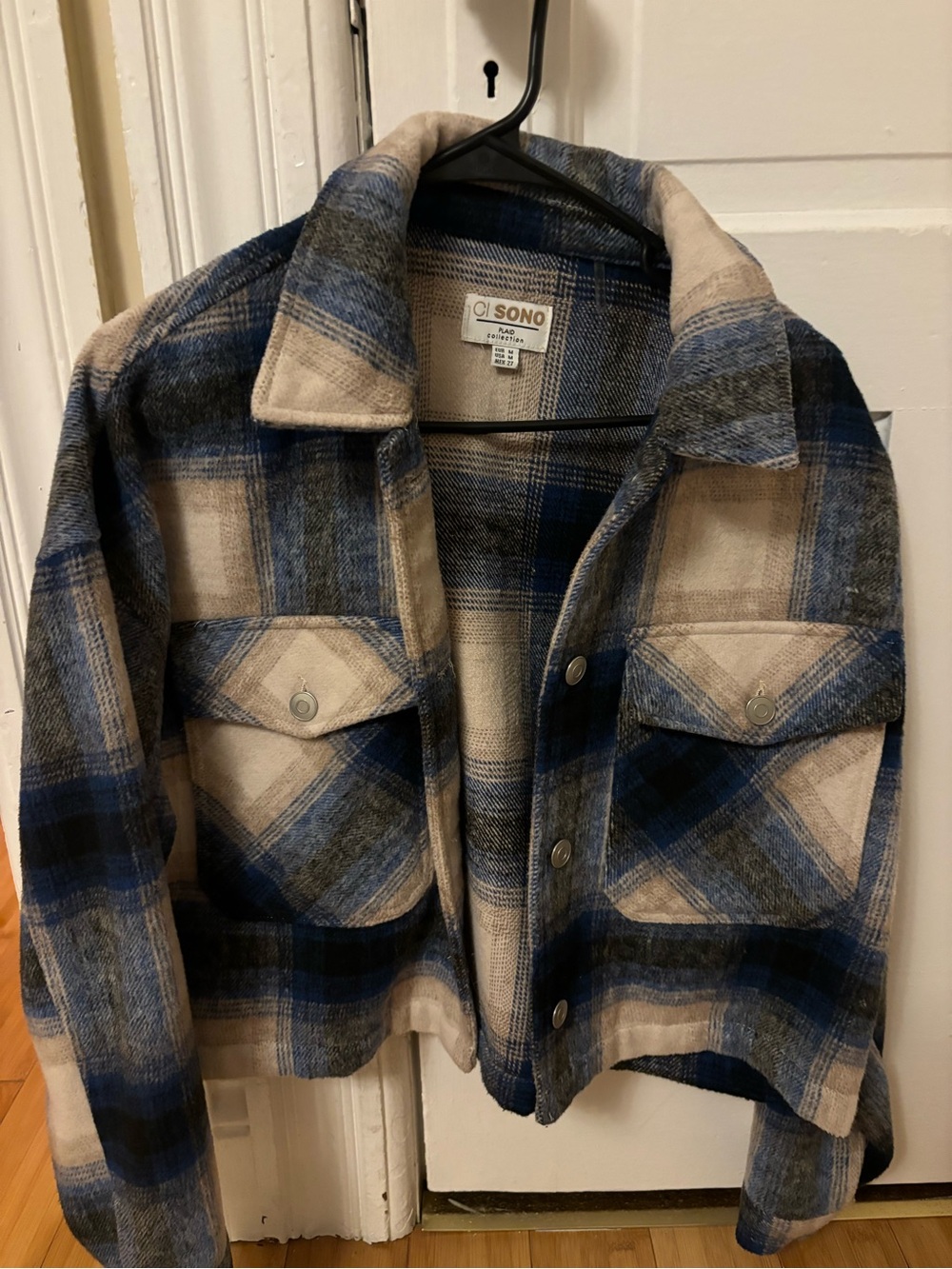 Ci Sono Blue Cream Gray Plaid Shacket Jacket